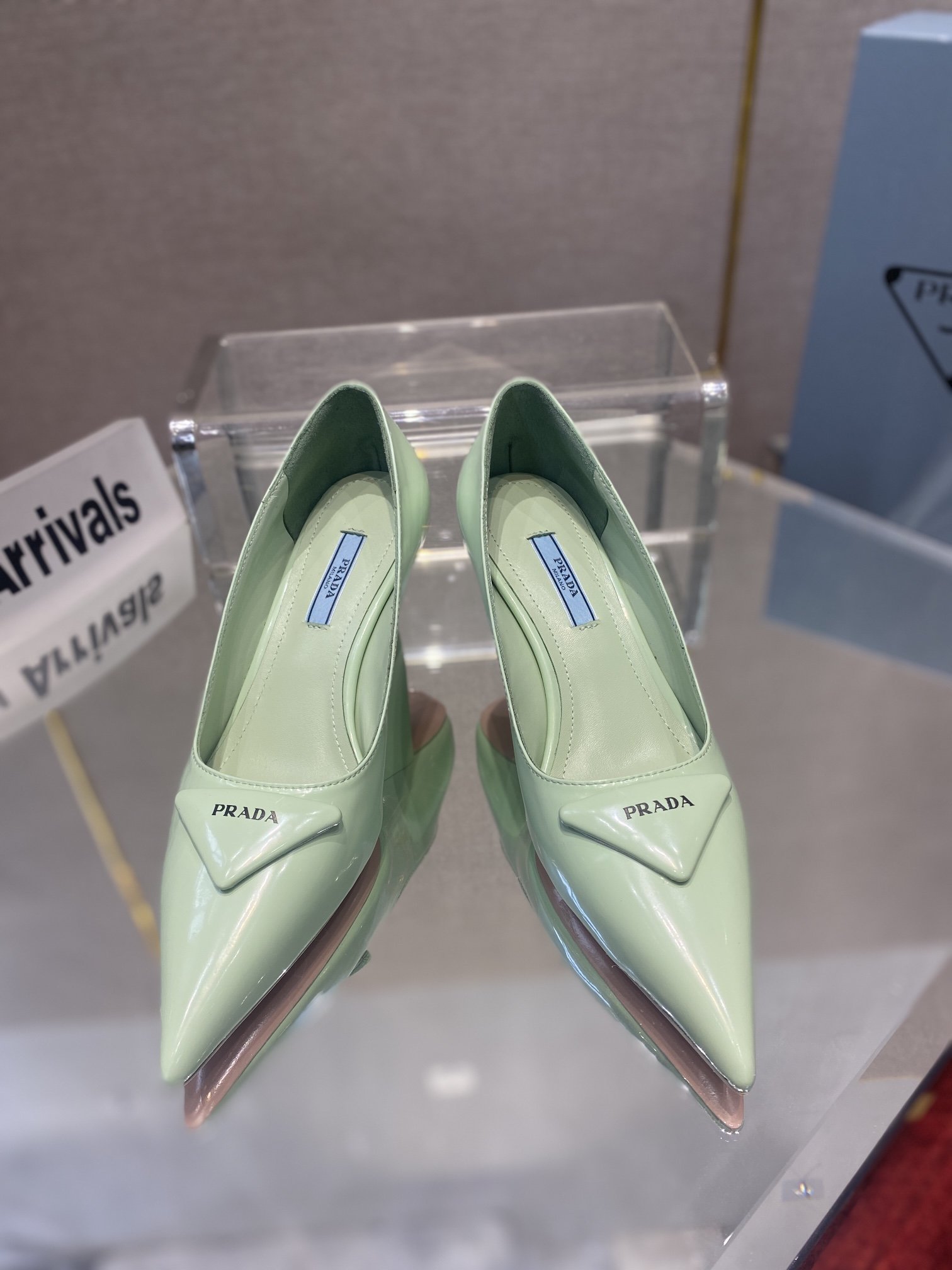 Prada Brushed Pumps Green For Women 2.6in/65mm Prada