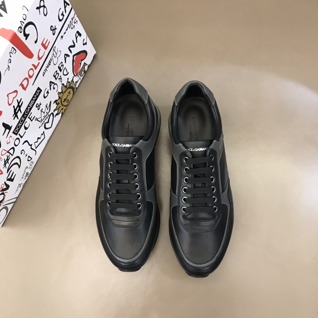 Dolce & Gabbana Sneakers In Nappa Black/Grey For Men DG Shoes