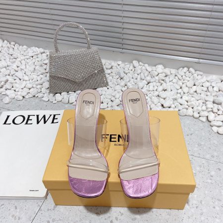 Fendi First Pink Transparent High-Heeled Sandals For Women