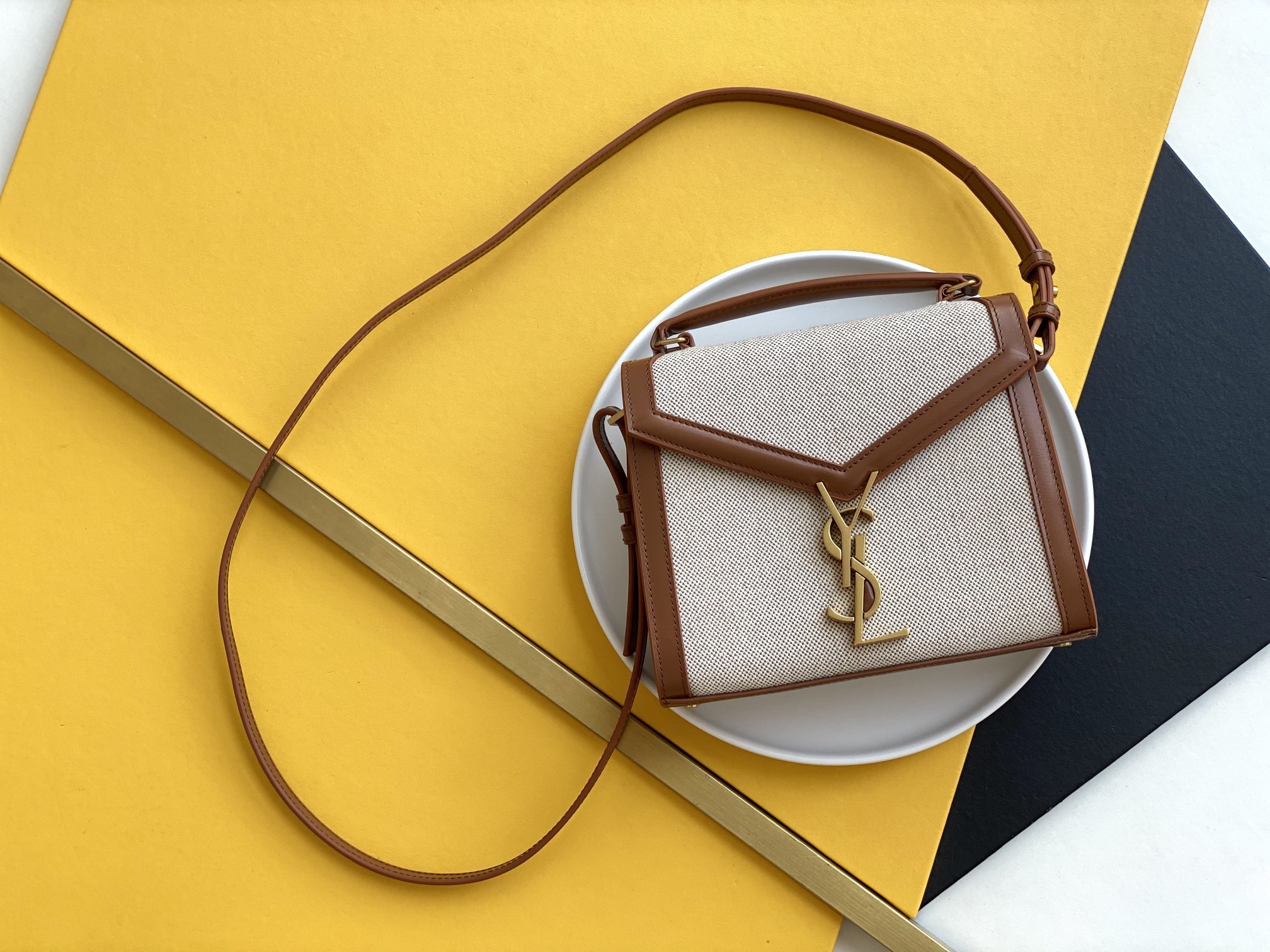 Yves Saint Laurent Cassandra Mini Top Handle Bag For Women 7.8in/20cm Gold Hardware YSL 623930HZD2J9380