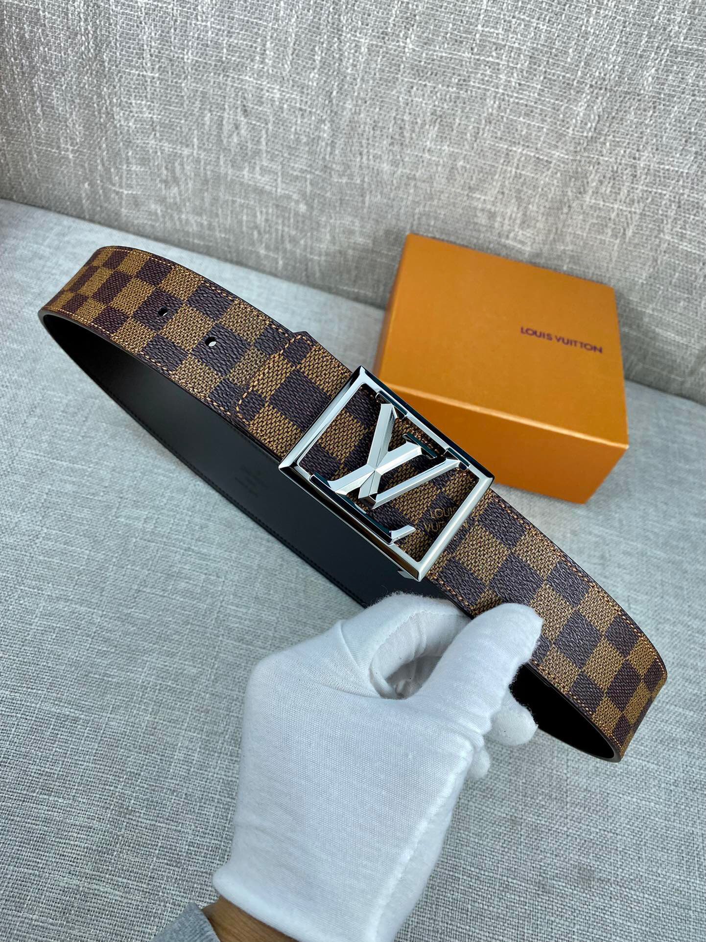 Louis Vuitton Pyramide Frame Reversible LV Belt Damier Metal Hardware LV Women Belt