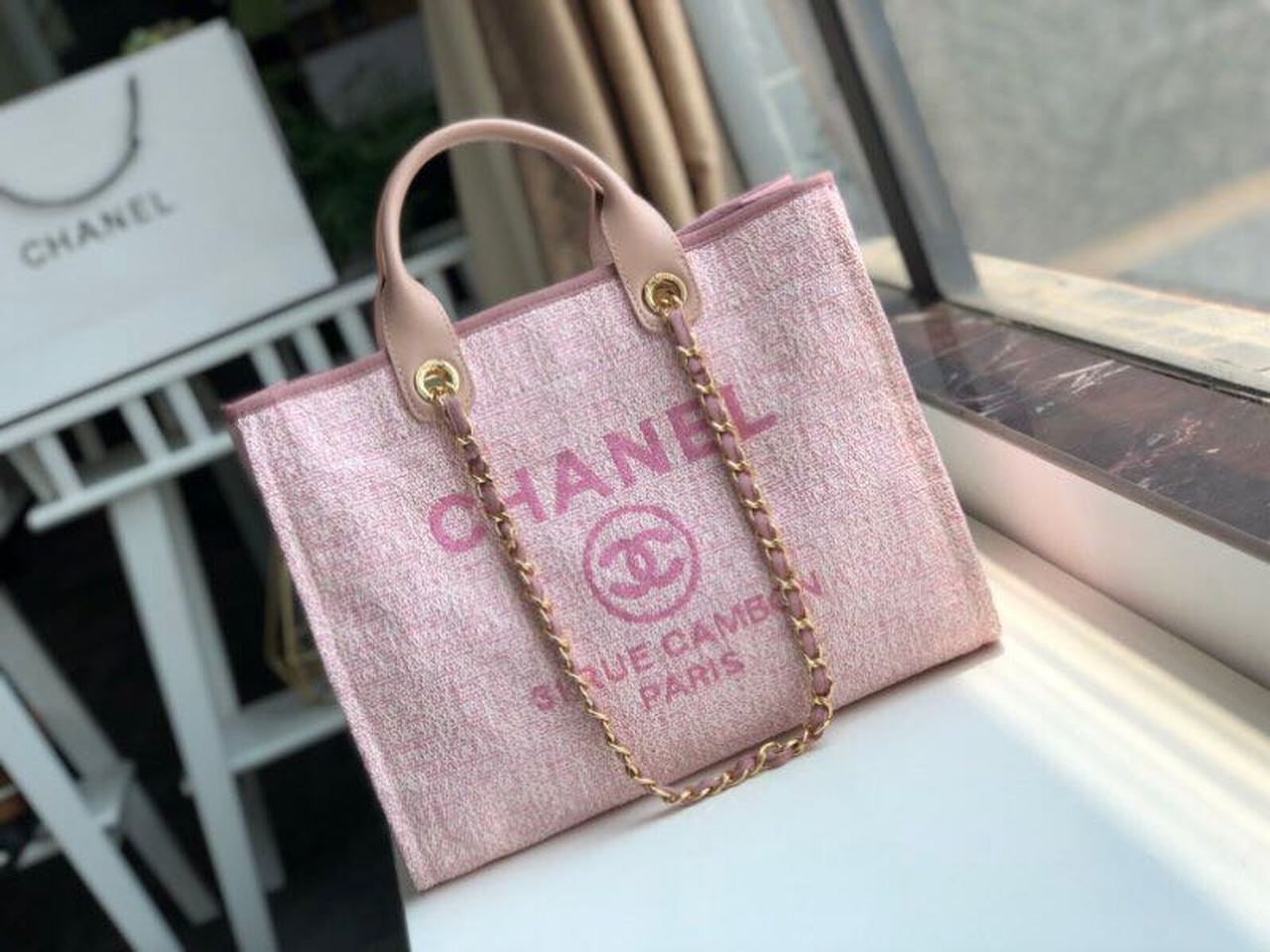 Chanel Deauville Tote 38cm Pink For Women A66941