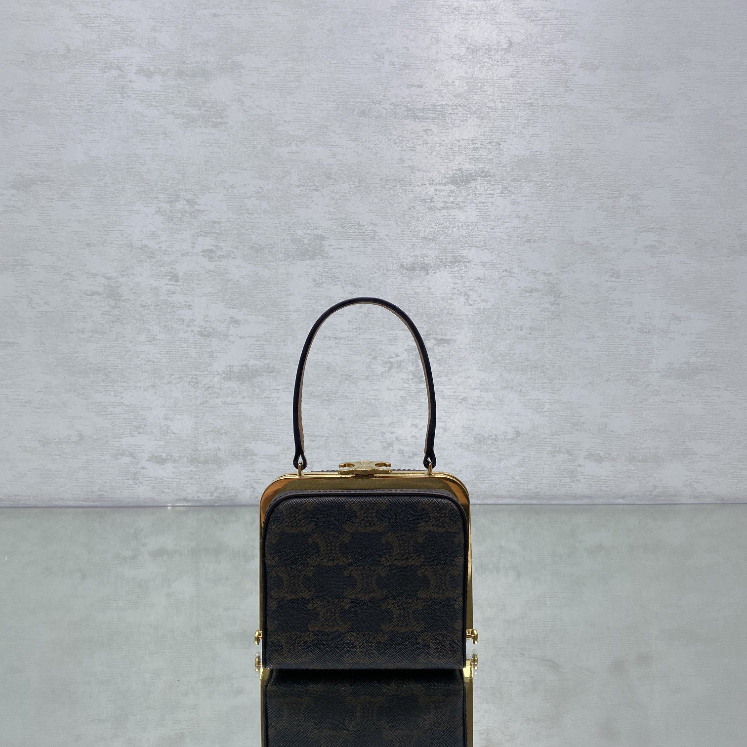 Celine Triomphe Minaudiere In Triomphe Canvas Brown For Women 4in/10cm