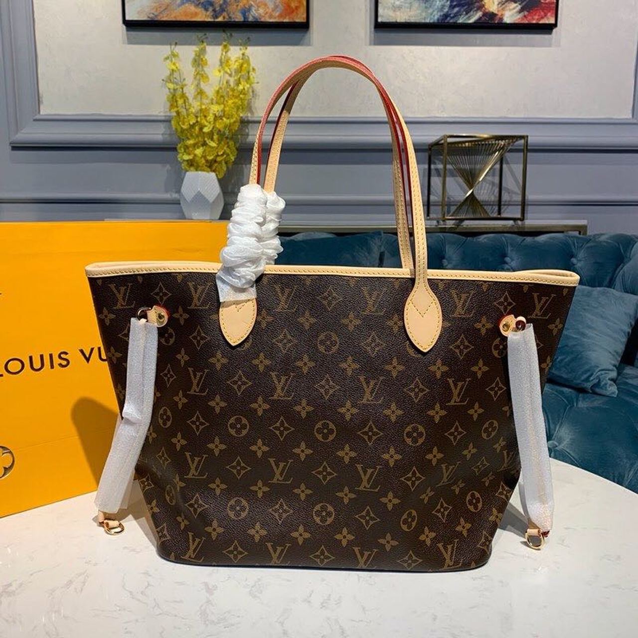Louis Vuitton Neverfull MM Tote Bag Monogram Canvas Rose Ballerine Pink For Women, Women’s Handbags, Shoulder Bags 12.6in/32cm LV M41178