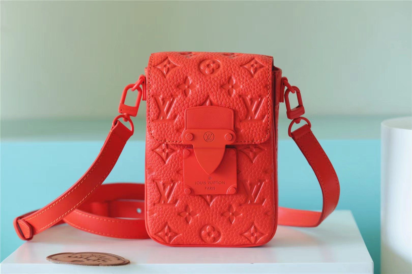 Louis Vuitton S-Lock Vertical Wearable Wallet Taurillon Monogram Orange For Men, Men’s Bags, Shoulder And Crossbody Bags 7.5in/19cm LV 