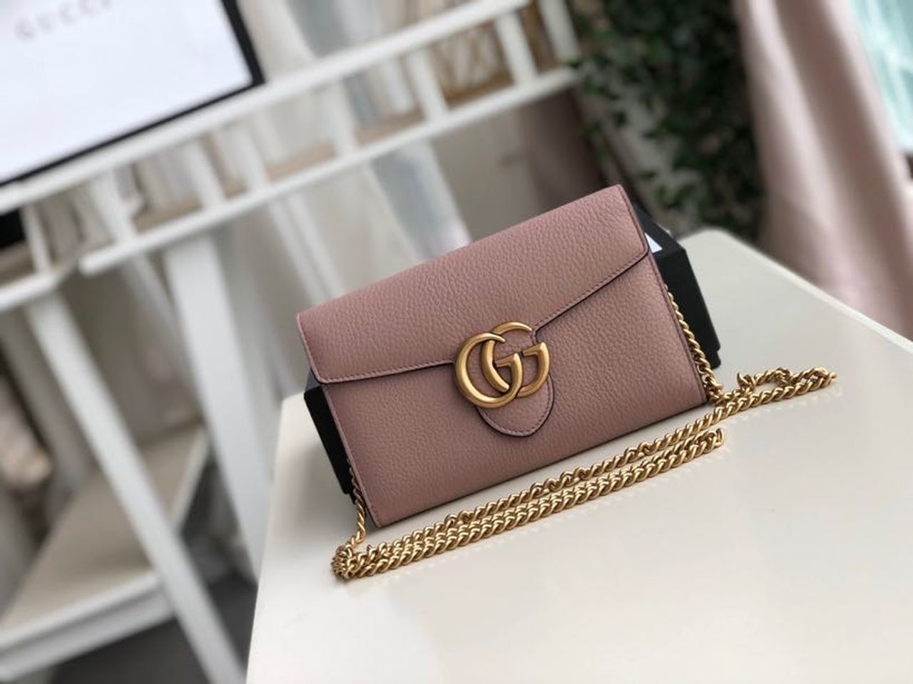 Gucci Marmont Mini Chain Bag Pink For Women 7.9in/20cm GG