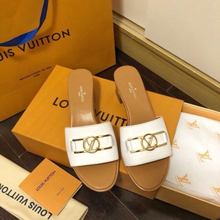Louis Vuitton Lock It Mule White/Brown For Women LV