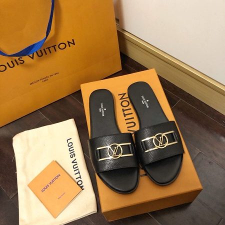 Louis Vuitton Lock It Flat Mule Black For Women LV 1A64YT