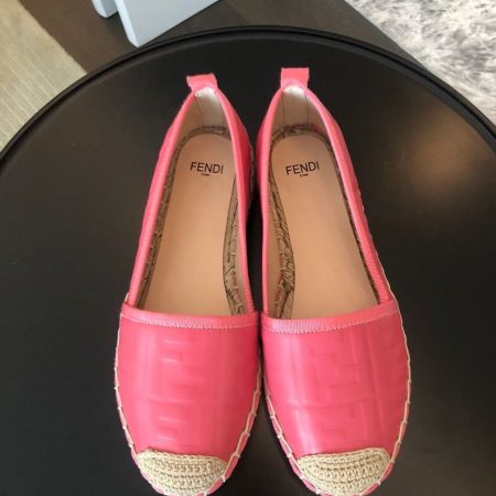Fendi FF Logo Espadrilles Calfskin Leather Spring/Summer 2020 Collection, Hot Pink