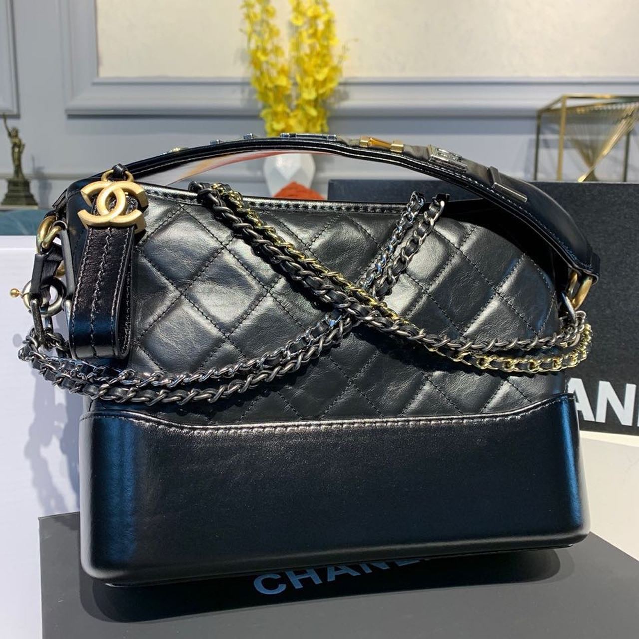 Chanel Gabrielle Small Hobo Bag Black For Women 7.8 in / 20cm