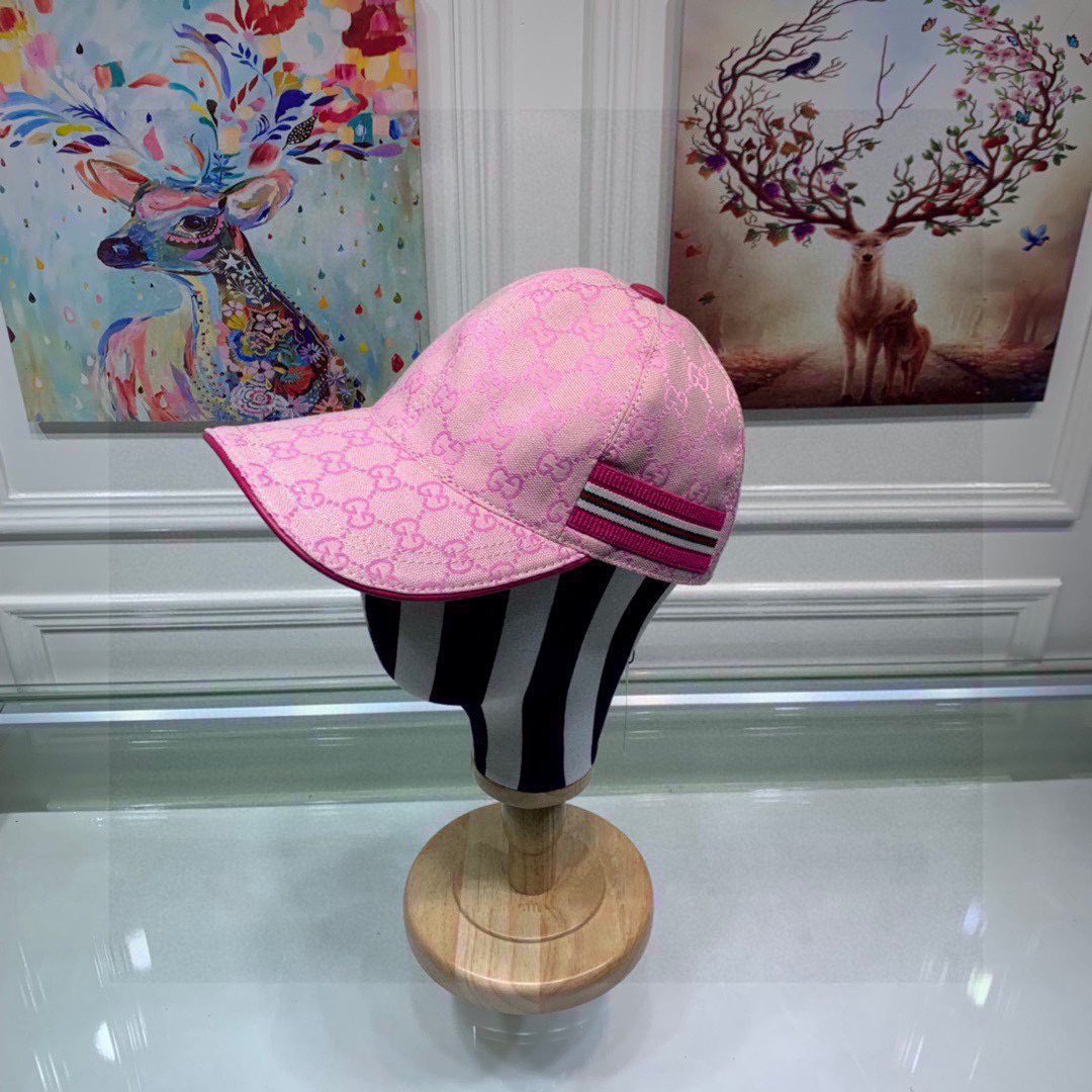 Gucci Original Gucci Canvas Baseball Hat With Web Pink Gucci Hat