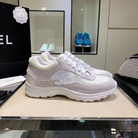 Chanel Nylon Trainer Sneakers Lambskin & Suede Leather Spring/Summer 2020 Collection, White