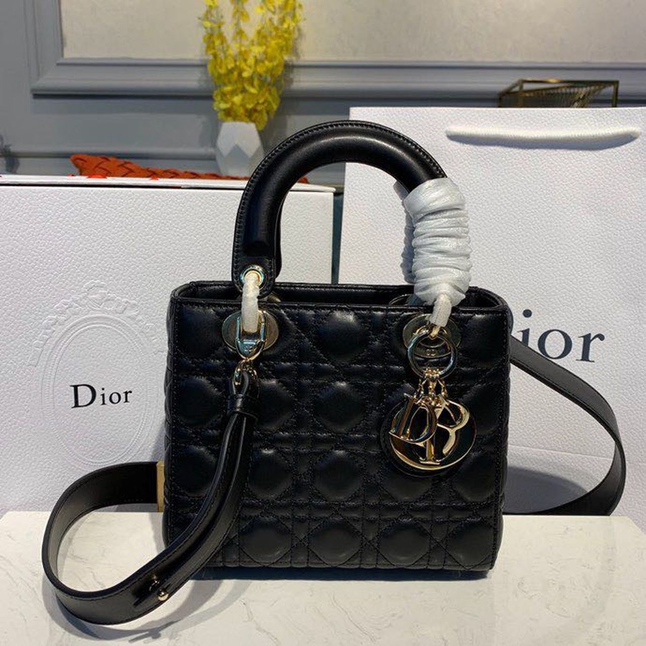 Christian Dior Smal Lady Dior My ABCDior Bag Black For Women 8in/20cm CD M0538OCEA_M900