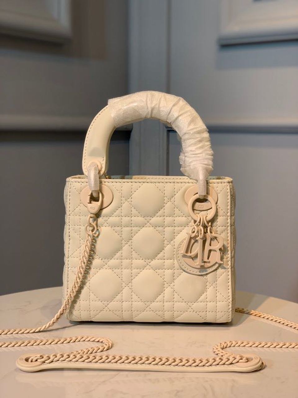 Christian Dior Mini Lady Dior Bag Ivory For Women 6.5in/17cm CD M0505SLOI