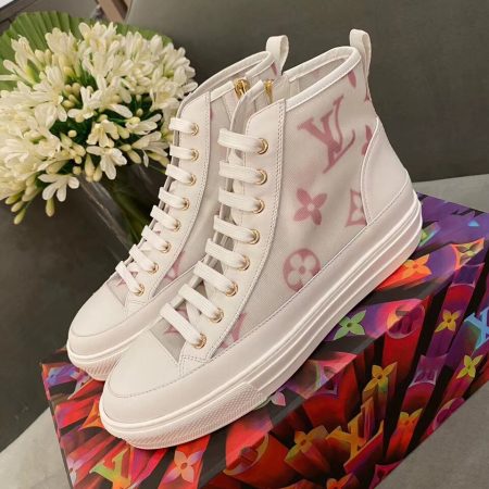 Louis Vuitton Stellar Sneaker Boot Monogram Denim Pink/White For Women LV