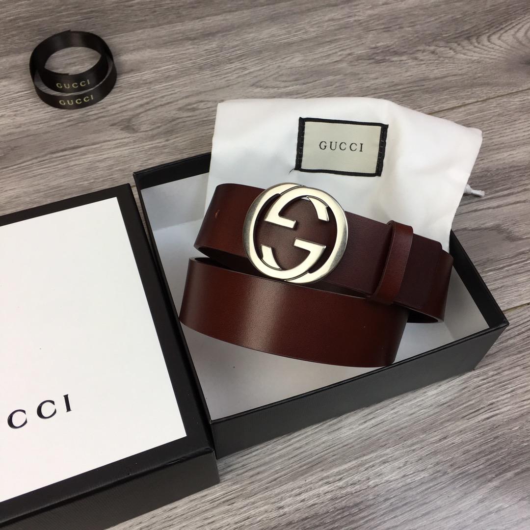 Gucci Belt With Interlocking G Buckle Brown For Women, Women Belt