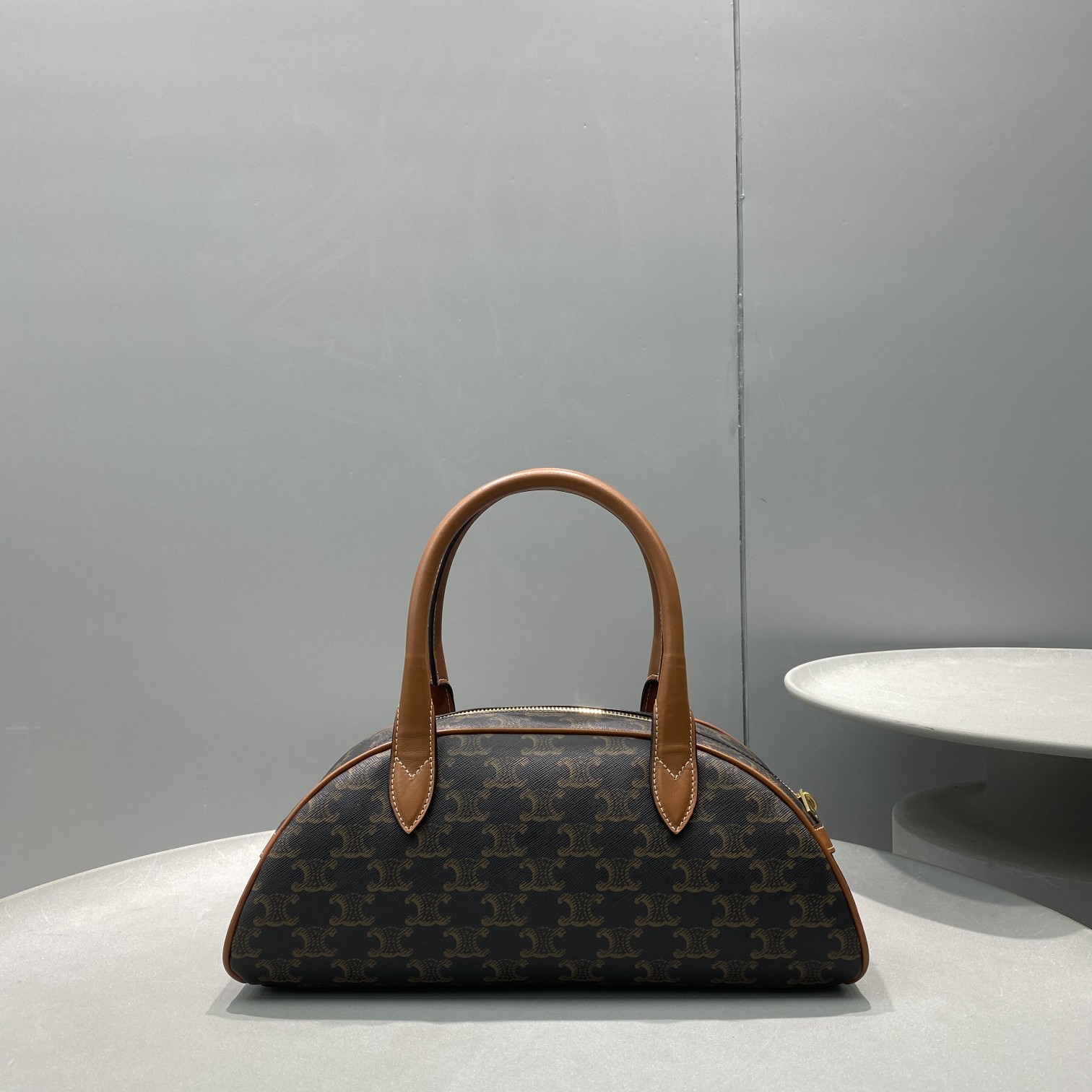 Celine Medium Teckel In Triomphe Canvas Brown For Women 12in/31cm 