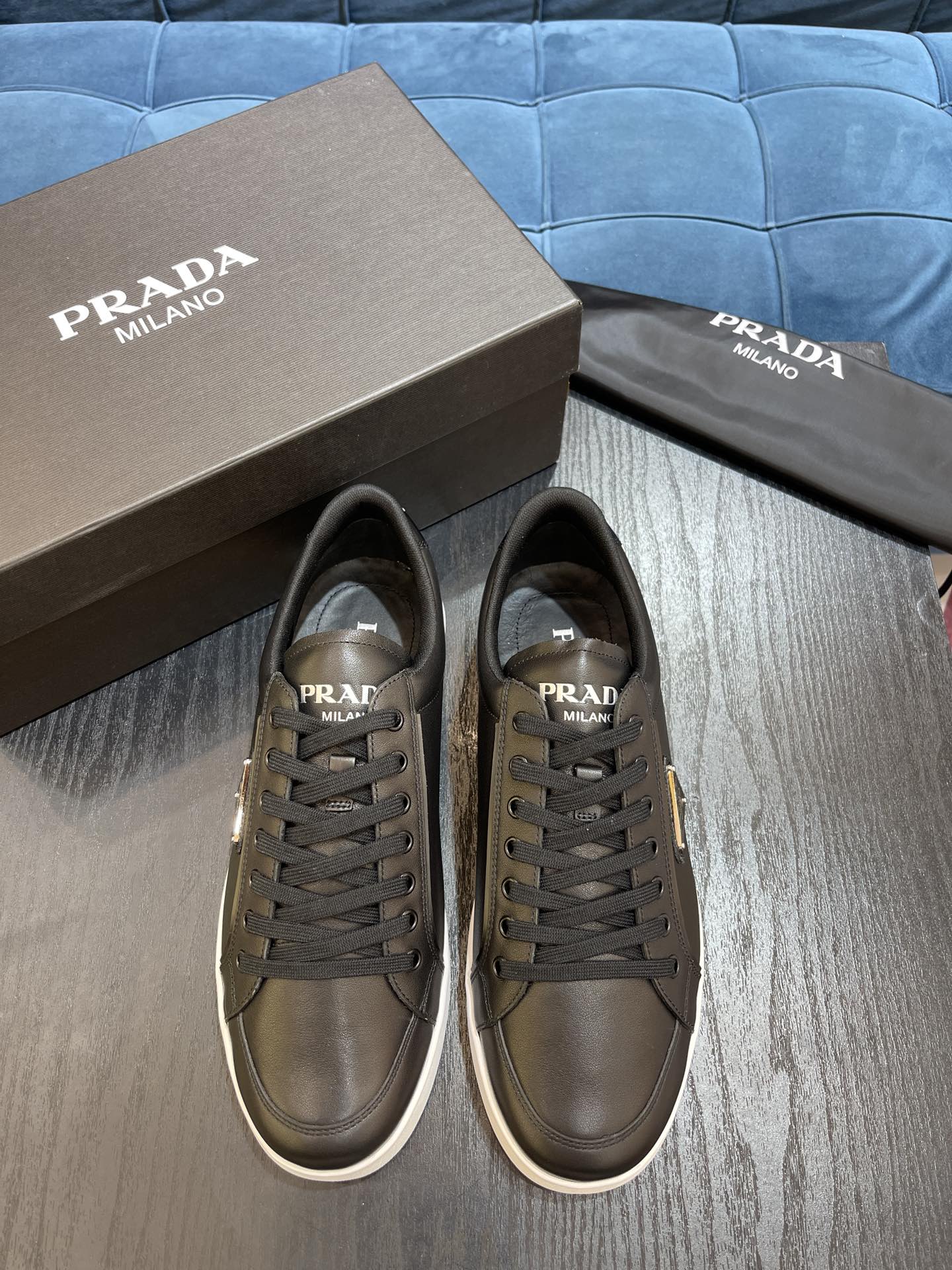 Prada Brushed And Re-Nylon Sneakers Black For Men 1in/25mm Prada
