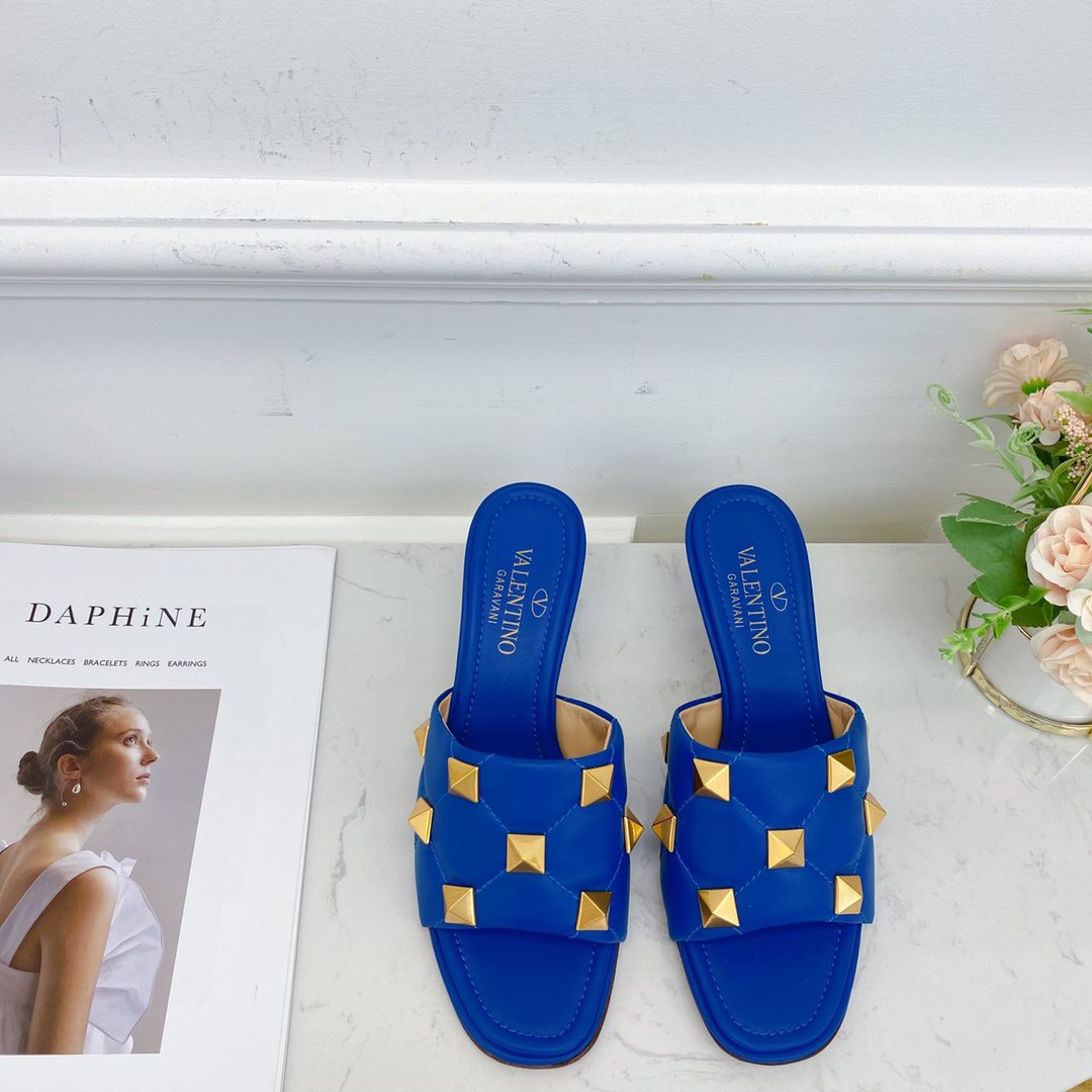 Valentino Garavani Quilted Roman Stud Heeled Sandals BLue For Women XW2S0BK3