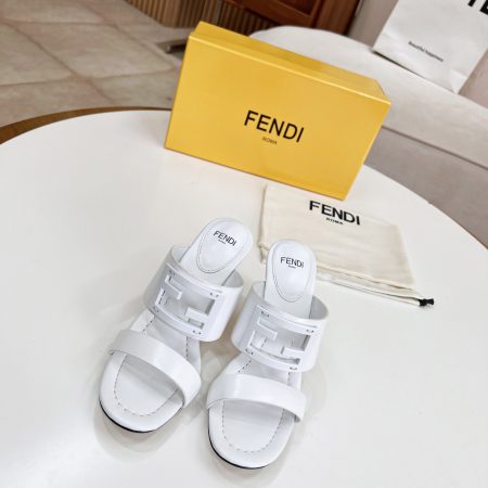 Fendi Baguette White Heels For Women