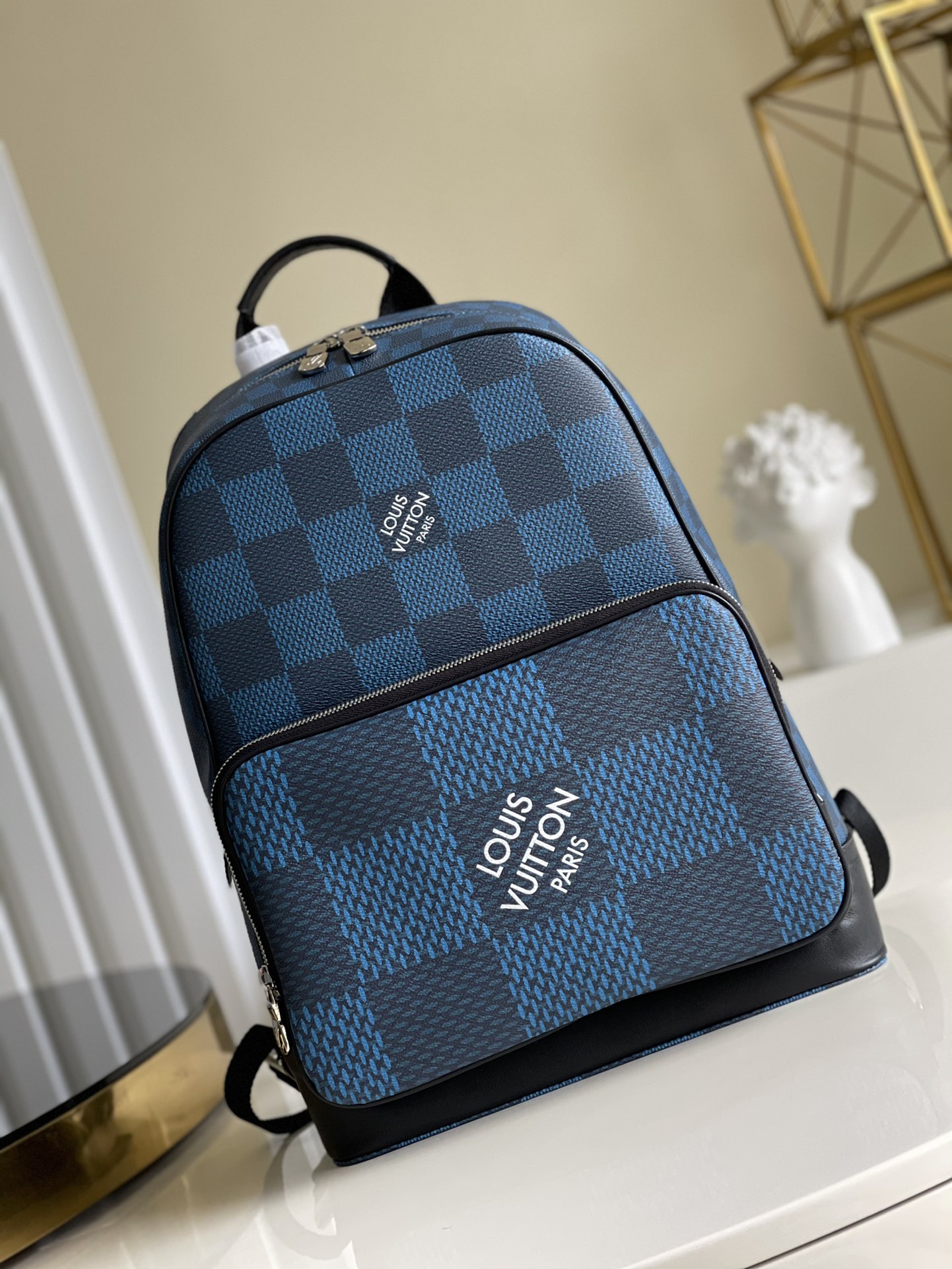 Louis Vuitton Campus Backpack Damier Graphite 3D Canvas Blue For Men, Men’s Bags 39cm LV N50008