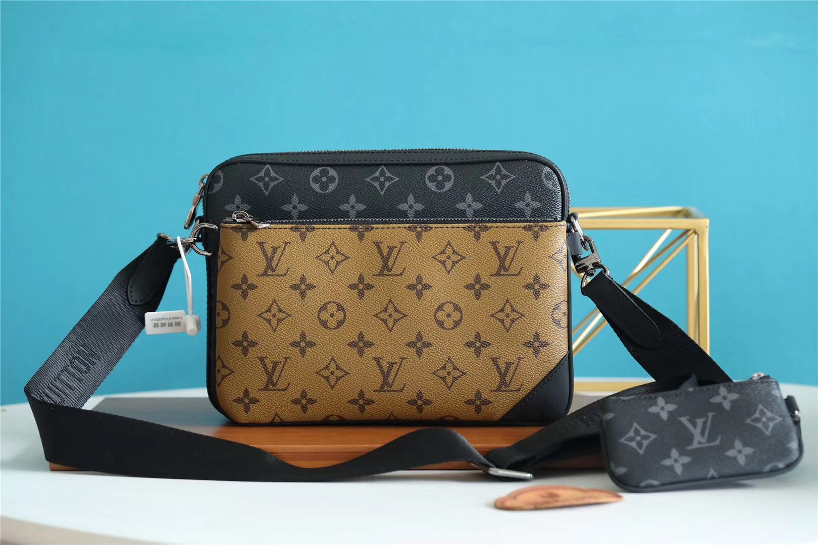 Louis Vuitton Trio Messenger Monogram Eclipse and Monogram Canvas For Men, Men’s Bags, Shoulder And Crossbody Bags 9.5in/25cm LV