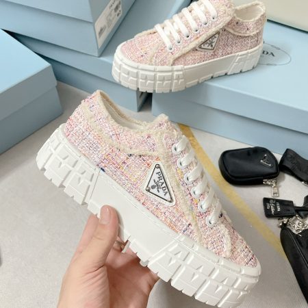 Prada Double Wheel Gabardine Sneakers Pink For Women 2in/50mm Prada