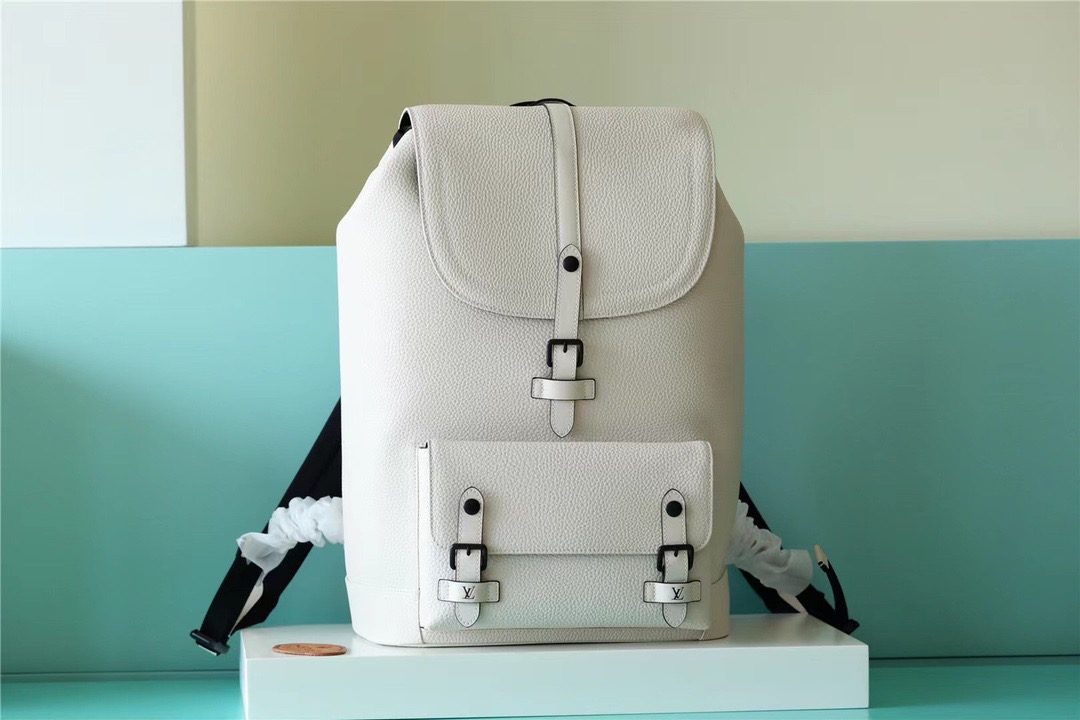 Louis Vuitton Christopher Slim Backpack White Taurillon For Men, Men’s Bags 42cm LV M58644