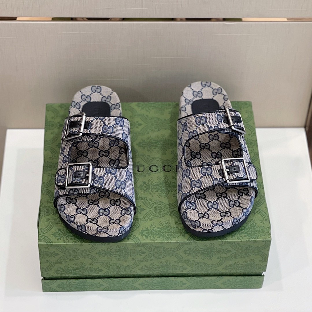 Gucci Men’s Slide Sandal With Straps Blue For Men 658020 2HK60