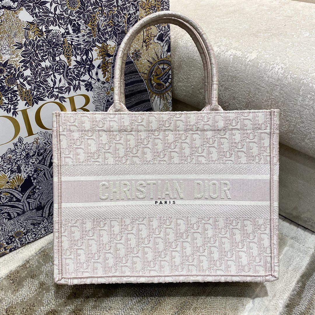 Christian Dior Medium Dior Book Tote Rose Des Vents Dior Oblique Embroidery, Light Pink, For Women Women’s Handbags, 36cm CD M1296ZRIW_M912