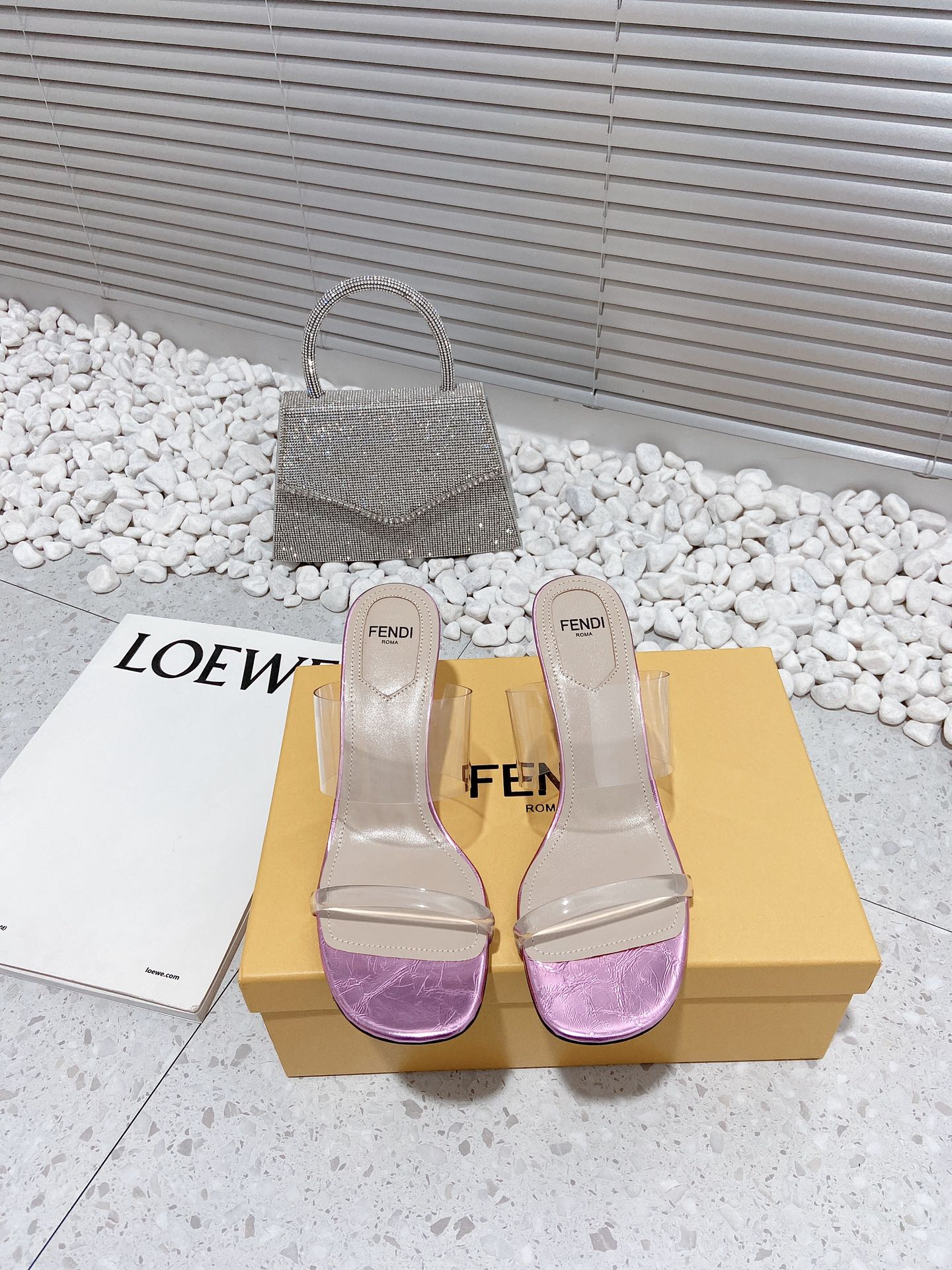 Fendi First Pink Transparent Medium-Heeled Sandals For Women