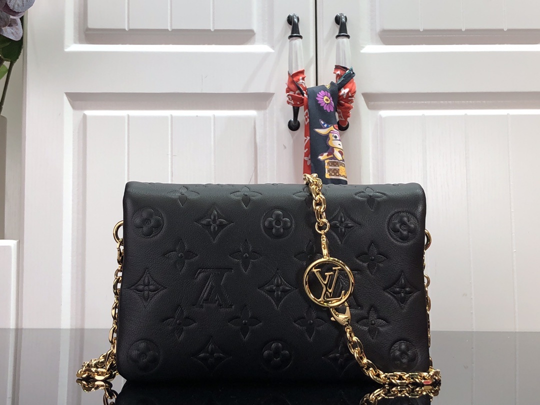 Louis Vuitton Pochette Coussin Monogram Empreinte Black For Women, Women’s Handbags, Shoulder And Crossbody Bags 7.9in/20cm LV M80742