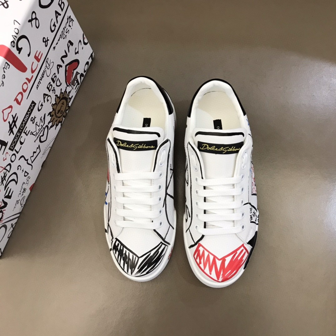 Dolce & Gabbana Limited Edition Portofino Sneakers With DG Logo White For Men DG Shoes