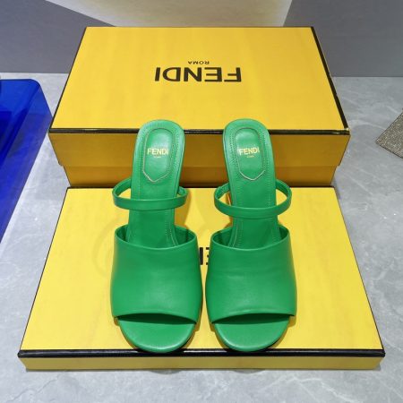 Fendi First Green High-Heeled Sandals For Women 