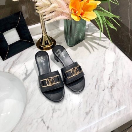 Louis Vuitton Lock It Mules Calfskin Leather Spring/Summer Collection Black