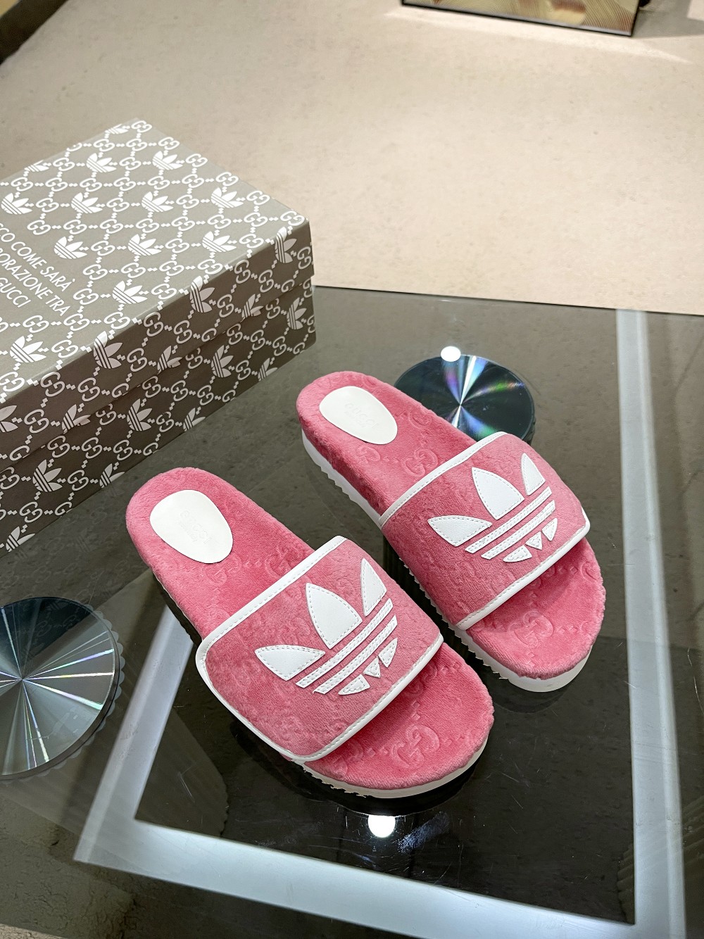Gucci x Adidas Women’s Gucci Platform Sandal Pink For Women GG
