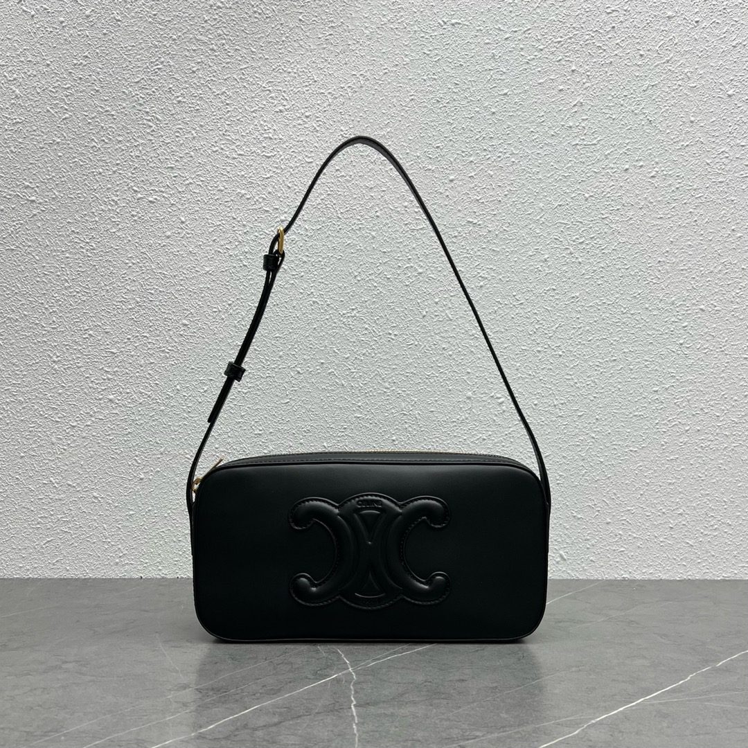 Celine Camera Shoulder Bag Cuir Triomphe Black For Women 10in/26cm