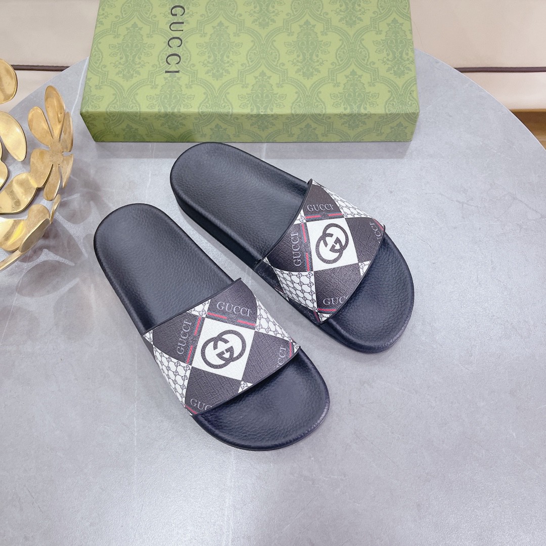 Gucci Men’s Logo Gucci Supreme Slides With Web Black For Men 408508