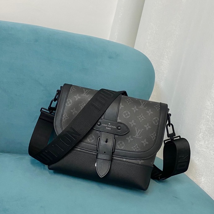 Louis Vuitton Saumur Messenger Monogram Eclipse Canvas For Men, Men’s Bags, Shoulder And Crossbody Bags 11.8in/30cm LV M45911