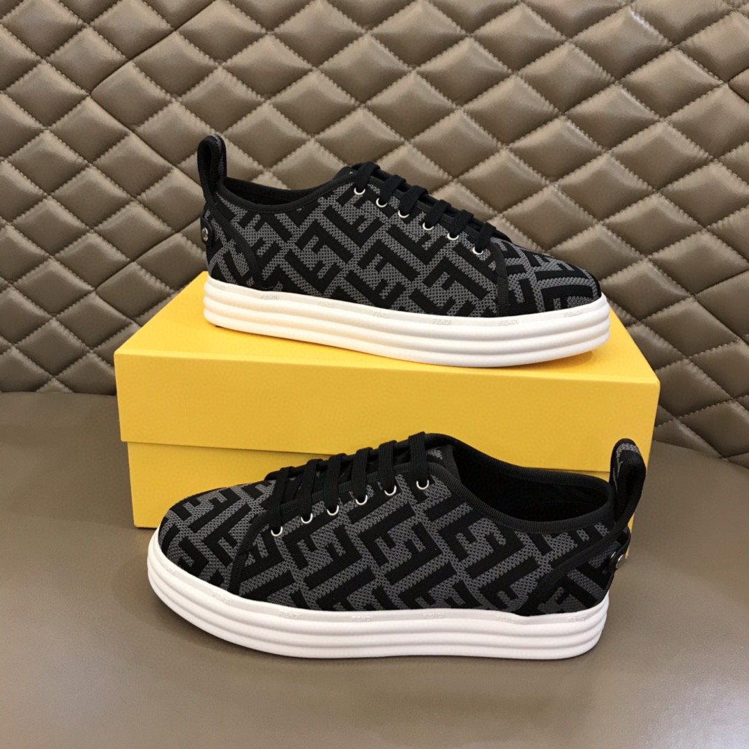 Fendi FF Monogram Sneakers Black For Men 8E8017 AD8D