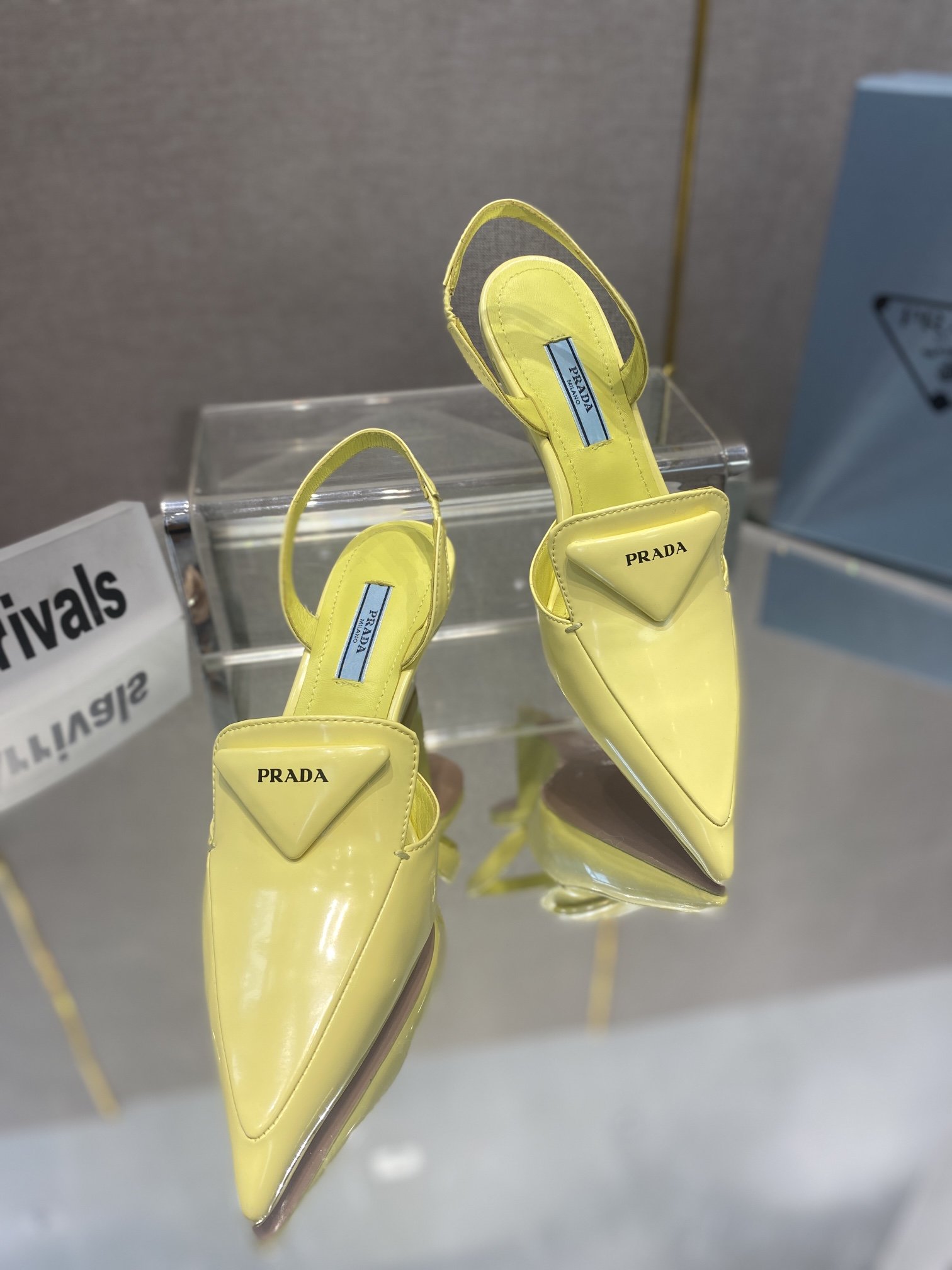 Prada Brushed Slingback Pumps Yellow For Women 2.6in/65mm Prada
