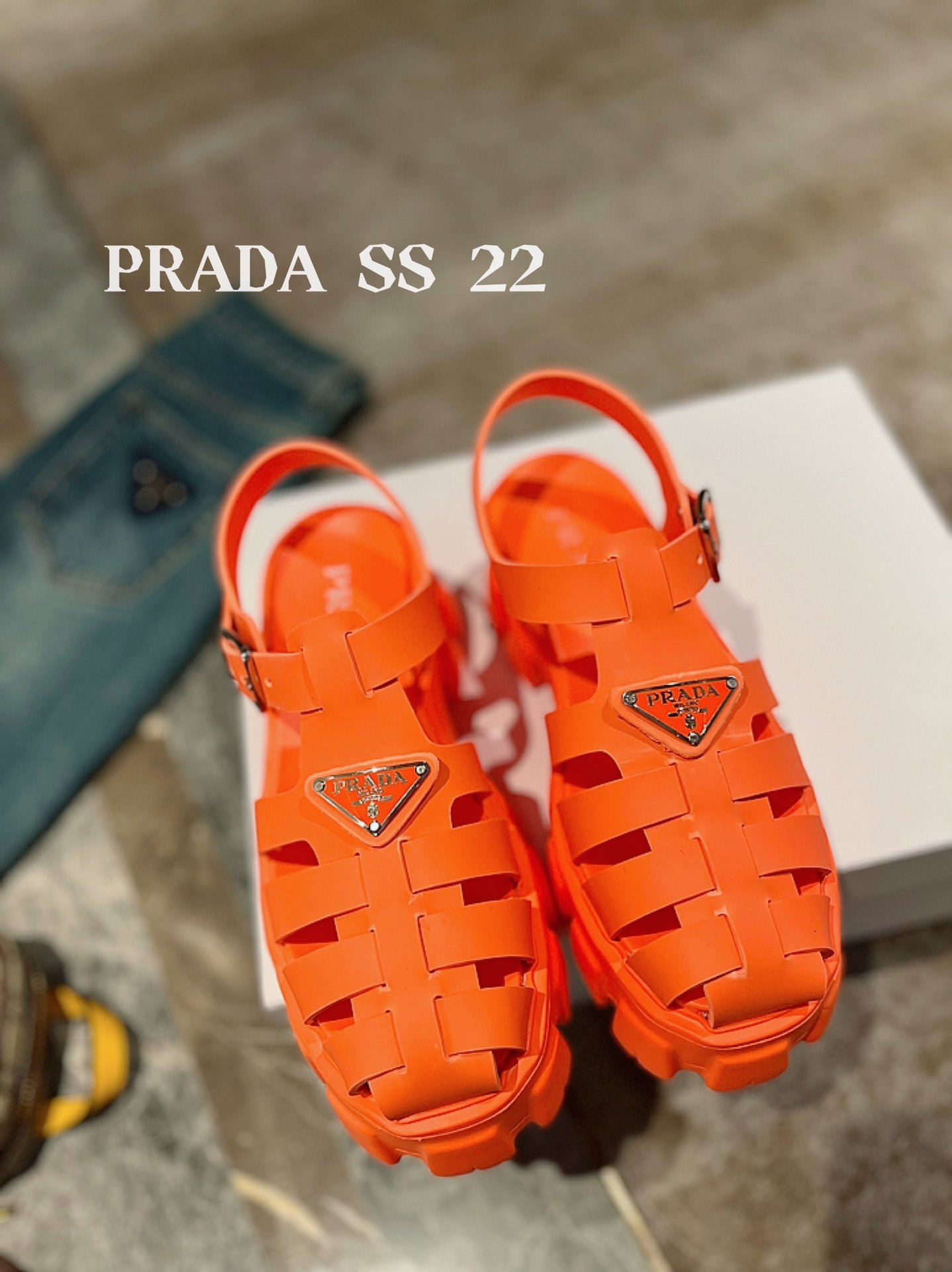 Prada Foam Rubber Sandals Orange For Women 2.2in/55mm Prada 