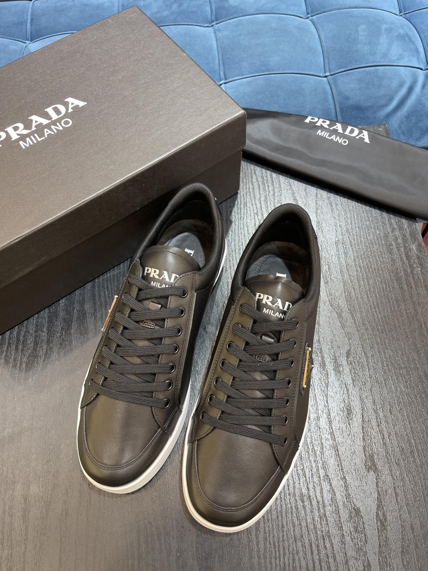 Prada Brushed Sneakers Black For Men 1in/25mm PRD