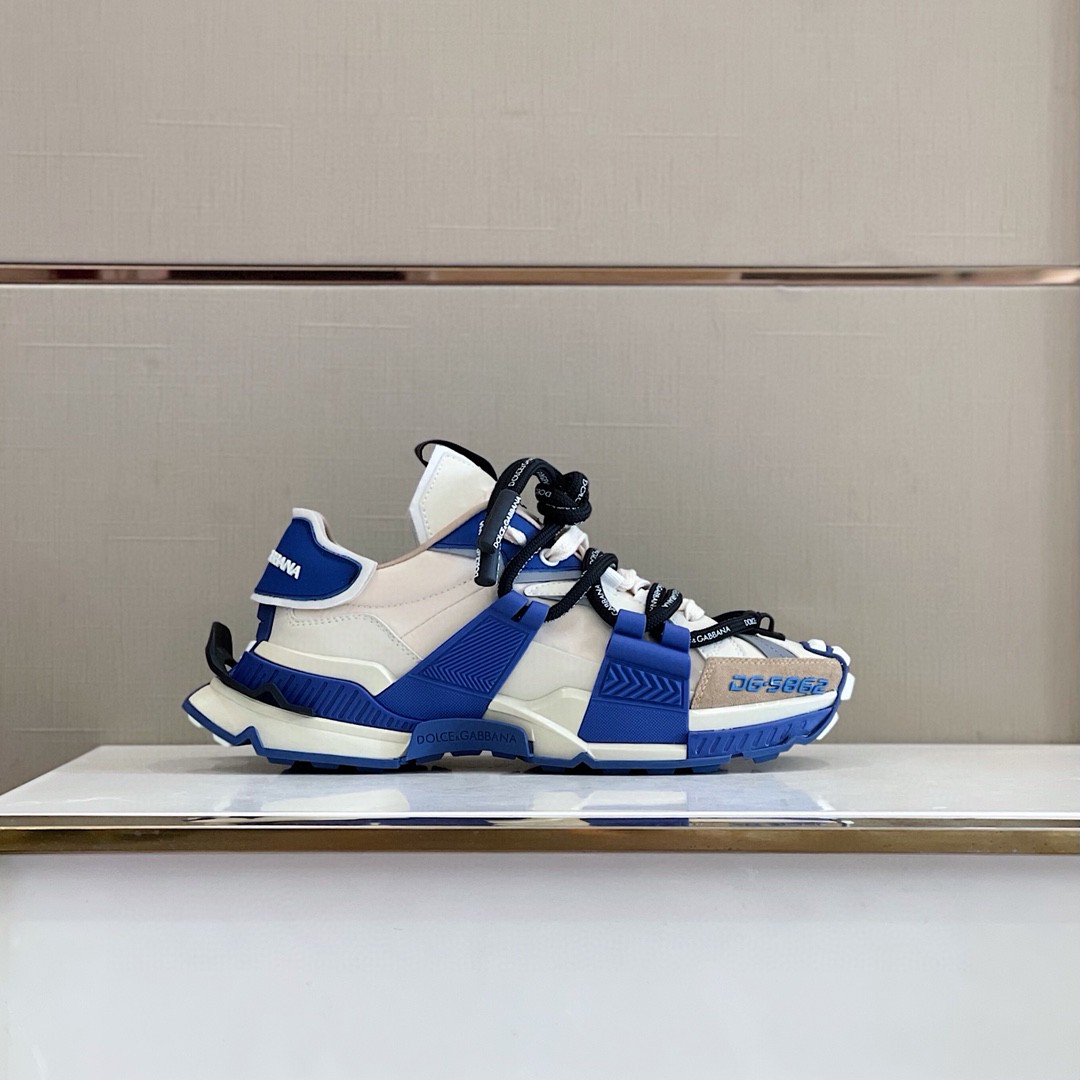 Dolce & Gabbana Mixed-Material Space Sneakers Blue/White For Men DG Shoes