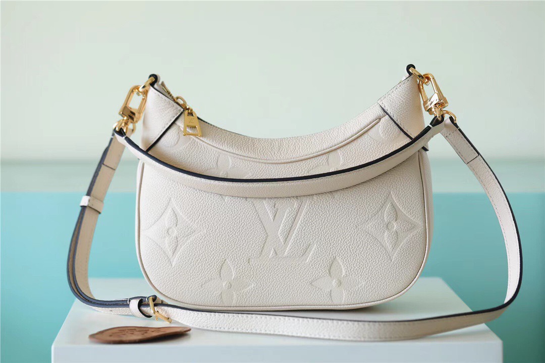 Louis Vuitton Bagatelle Monogram Empreinte Creme Beige For Women, Women’s Handbags, Shoulder And Crossbody Bags 22cm/8.7in LV M46099