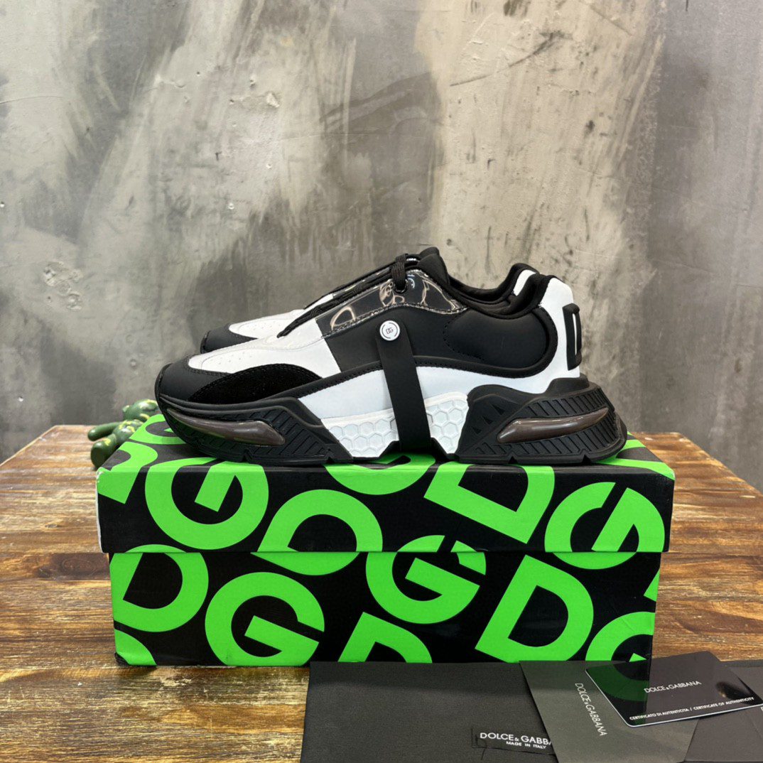 Dolce & Gabbana Mixed-Material Airmaster Sneakers Black For Men DG Shoes CS1982AQ51589690