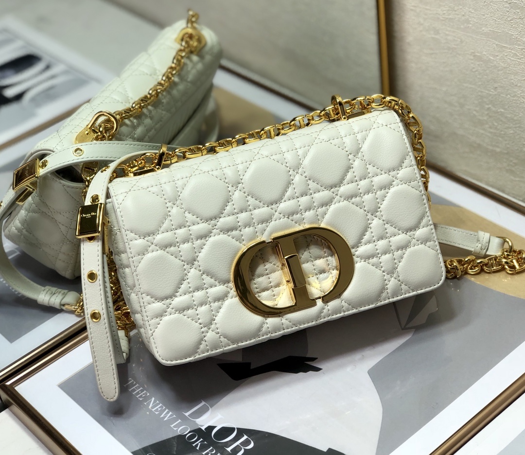 Christian Dior Small Dior Caro Bag, White, For Women Women’s Handbags, Shoulder Bags, Crossbody Bags, 20cm CD M9241UWHC_M35U