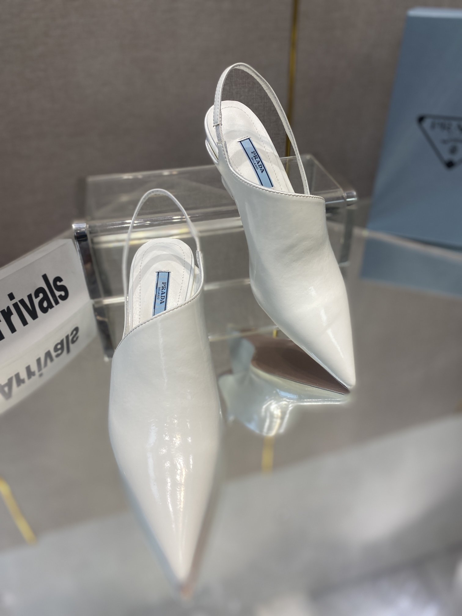 Prada Brushed Slingback Pumps White For Women 2.6in/65mm Prada