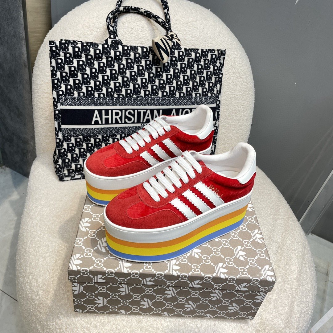 Gucci x Adidas Women’s Gucci Gazelle Sneaker Red For Women GG