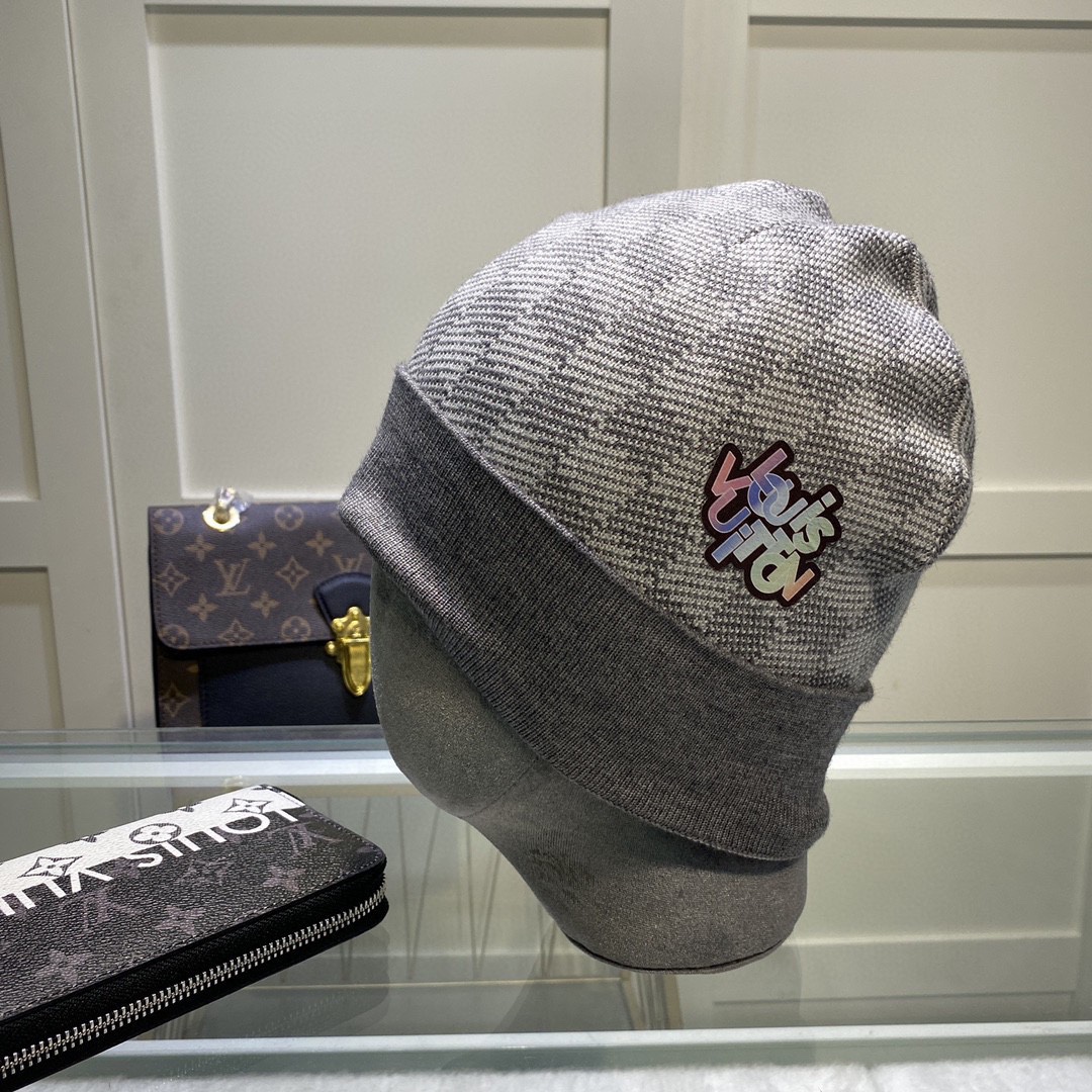 Louis Vuitton Beanie In Grey LV Headwear